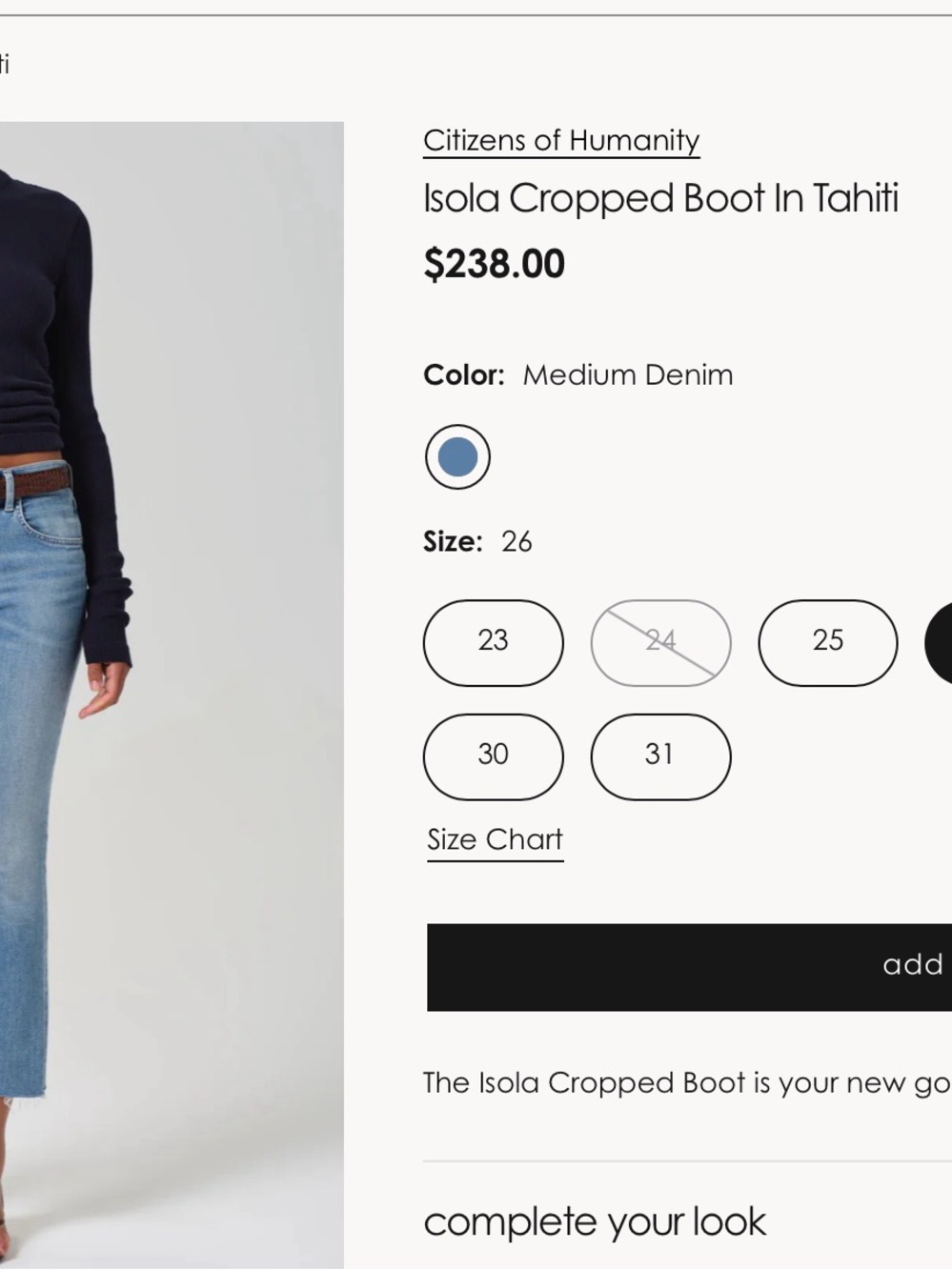 Citizens Of Humanity Isola Cropped Boot Jeans $238 NWT